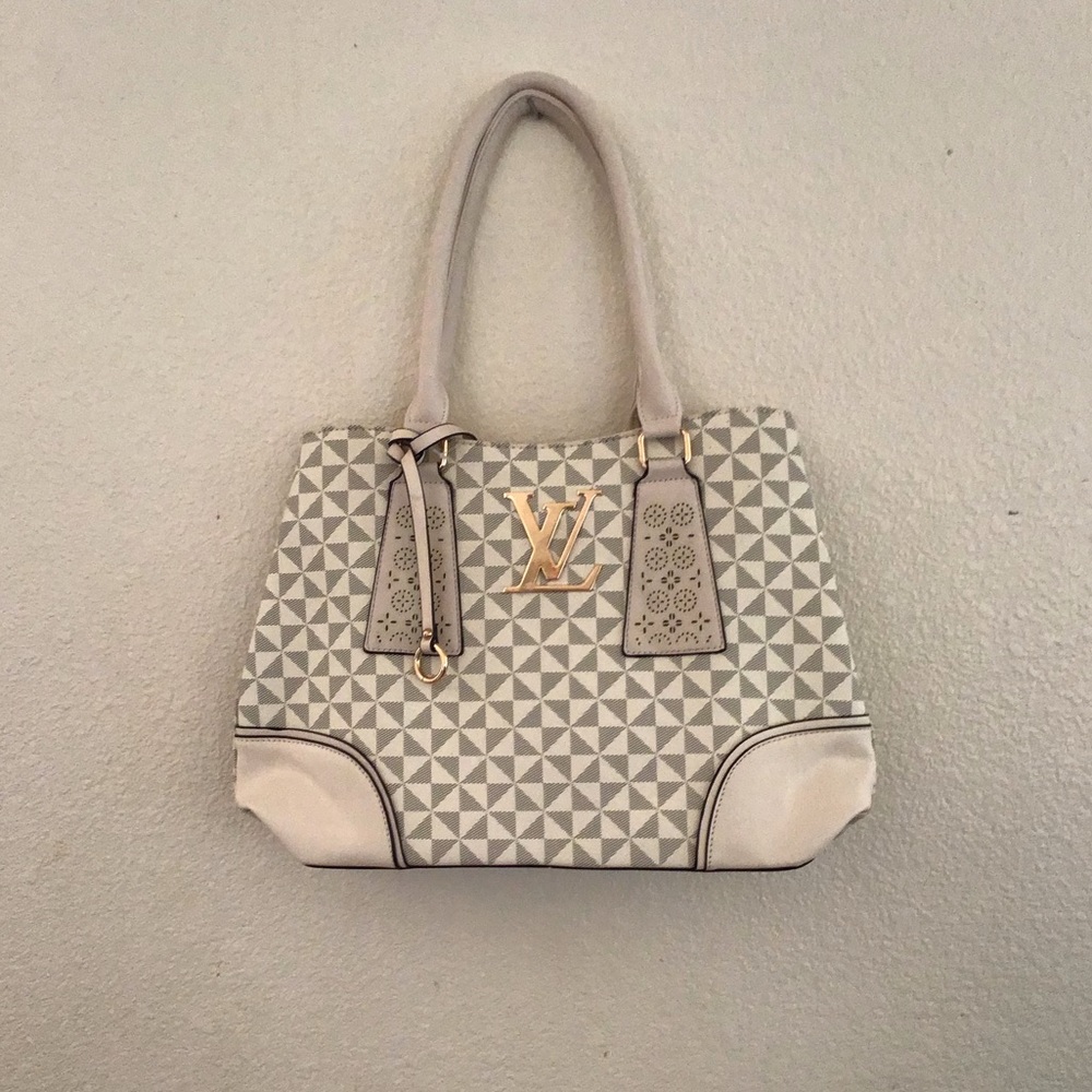 White Louis Vuitton Geometric Look alike Handbag